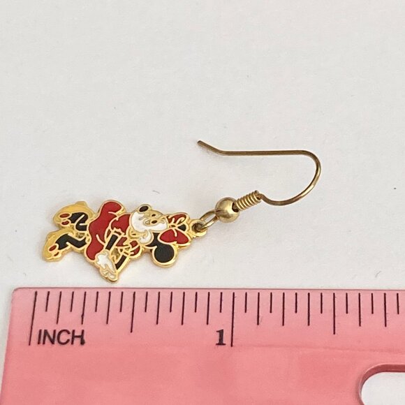 Vintage Disney Minnie Mouse Earrings Disneyana Gold Plated Enamel 1980' Taiwan - Picture 11 of 11